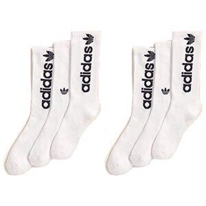 Adidas Men's Trefoil Crew Socks 6 Pair Large 6-12 Spellout Logo Athletic NEW